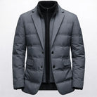 Men's Quilted Blazer Jacket with Padded Insulation and High Collar 3