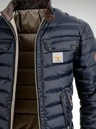 Men's Quilted Bomber Puffer Jacket with Zip Front and Pockets 3