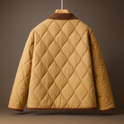 Men's Quilted Jacket with Corduroy Point Collar and Snap Front Closure 1