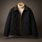 Men's Quilted Jacket with Corduroy Point Collar and Snap Front Closure 3