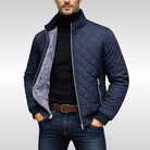 Men's Quilted Jacket with Fleece Lining and Stand Collar 0