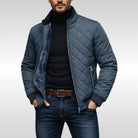 Men's Quilted Jacket with Fleece Lining and Stand Collar 2