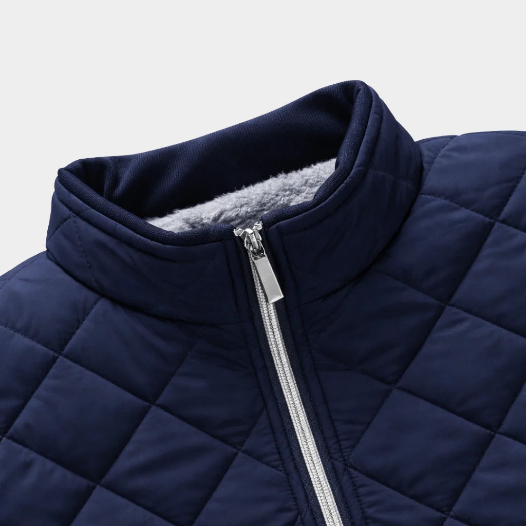 Men's Quilted Jacket with Fleece Lining and Stand Collar 4