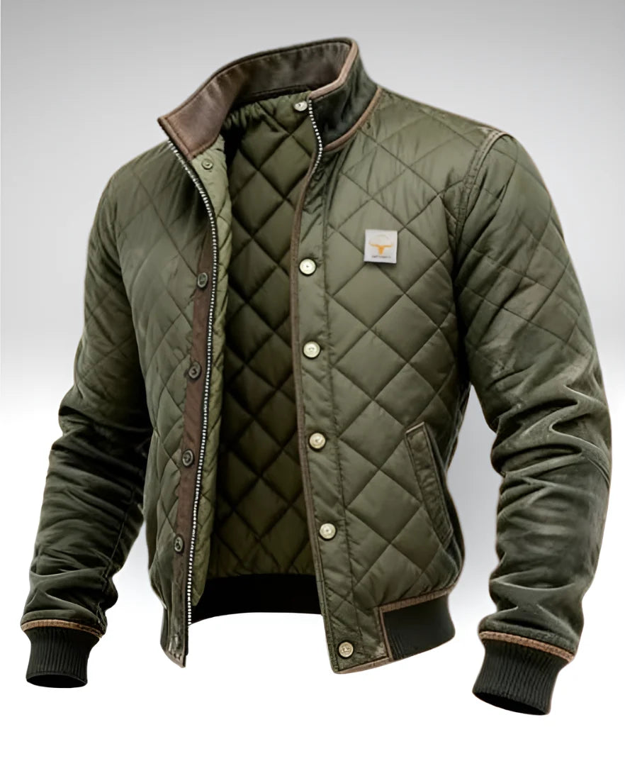 Men's Quilted Jacket with Vintage Detailing and Functional Pockets - 2