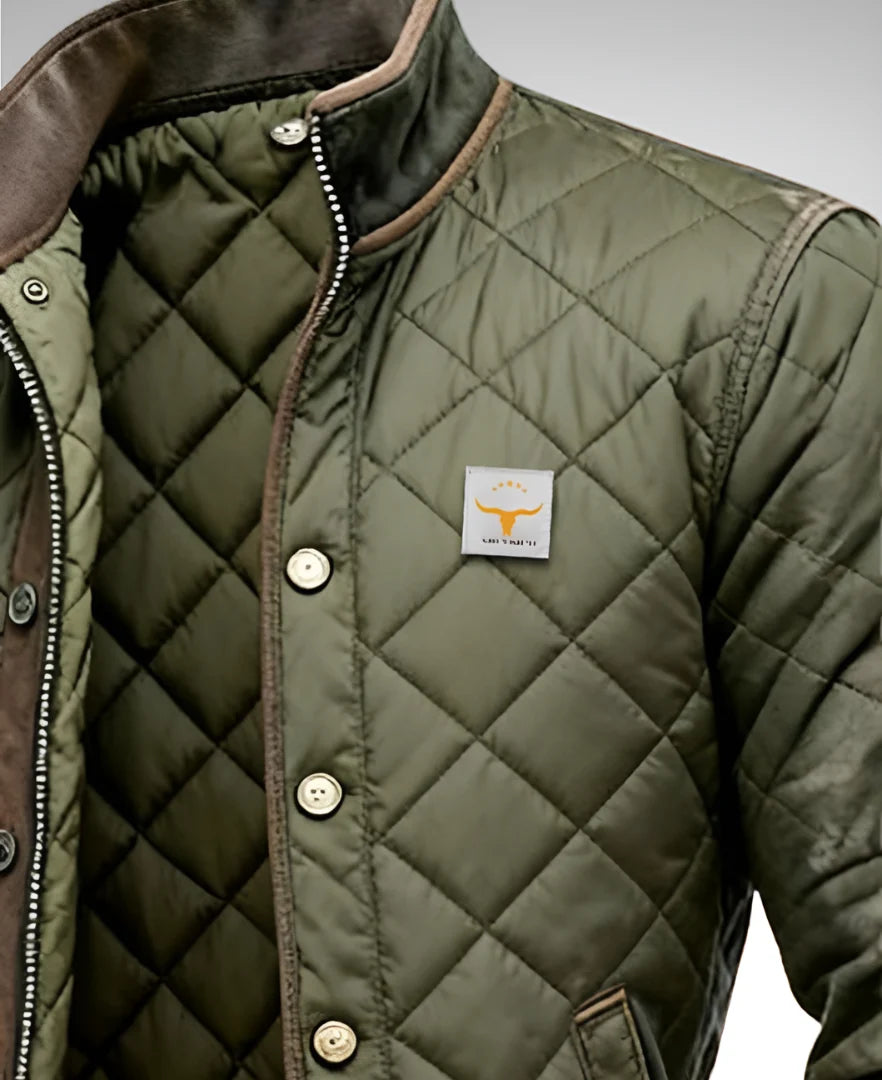 Men's Quilted Jacket with Vintage Detailing and Functional Pockets - 3