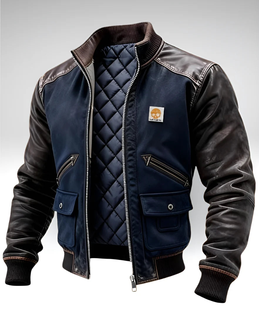 Men's Quilted Jacket with Vintage Detailing and Functional Pockets - 4