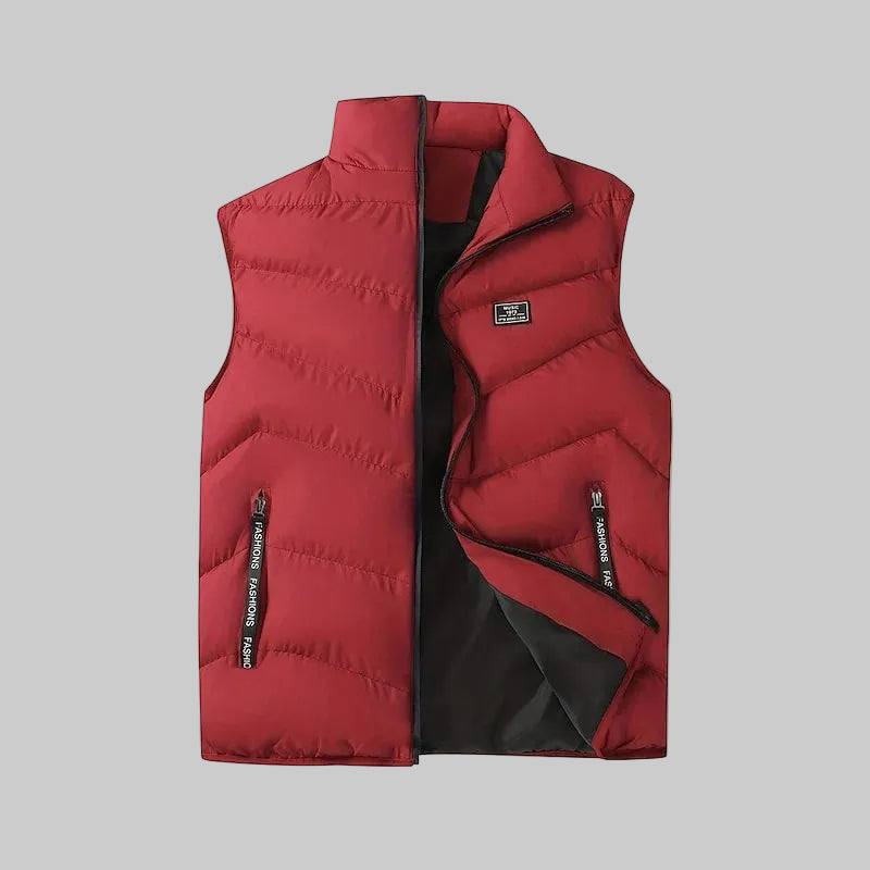 Men's Quilted Puffer Vest with Stand Collar and Side Pockets 1