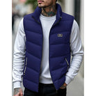 Men's Quilted Puffer Vest with Stand Collar and Side Pockets 10