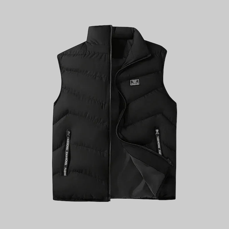 Men's Quilted Puffer Vest with Stand Collar and Side Pockets 5