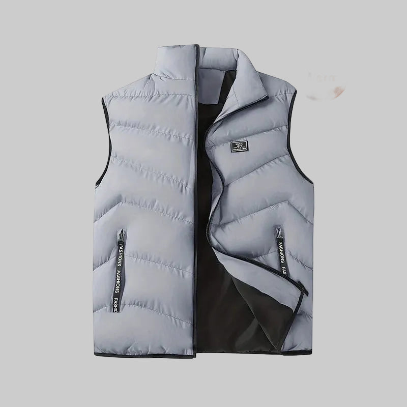 Men's Quilted Puffer Vest with Stand Collar and Side Pockets 8