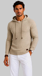 Men's Regular Fit Knitted Hoodie with Adjustable Hood 0