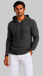 Men's Regular Fit Knitted Hoodie with Adjustable Hood 1