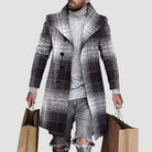 Men's Regular Fit Plaid Button-Front Overcoat with Notched Lapel 1