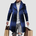 Men's Regular Fit Plaid Button-Front Overcoat with Notched Lapel 2
