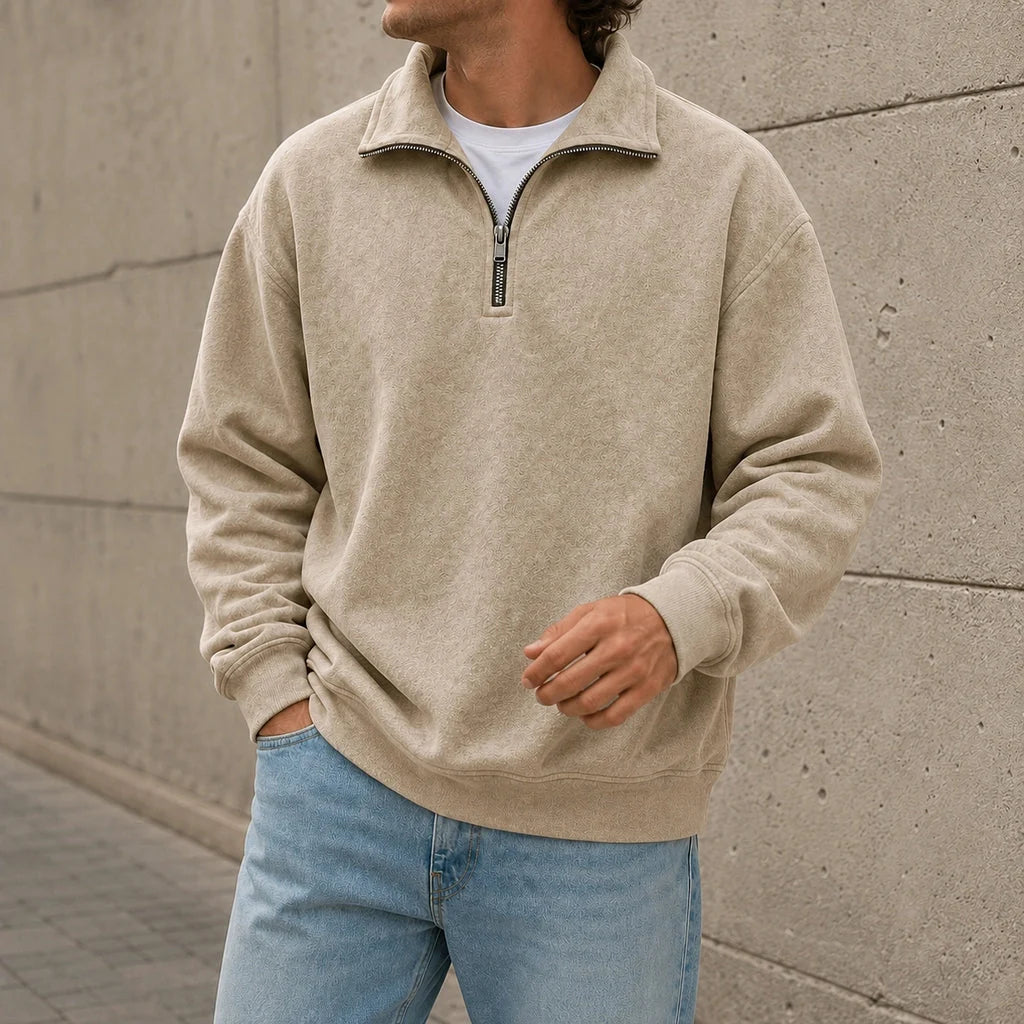 Men's Relaxed Fit Half-Zip Sweatshirt with Solid Design 3
