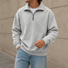 Men's Relaxed Fit Half-Zip Sweatshirt with Solid Design 4