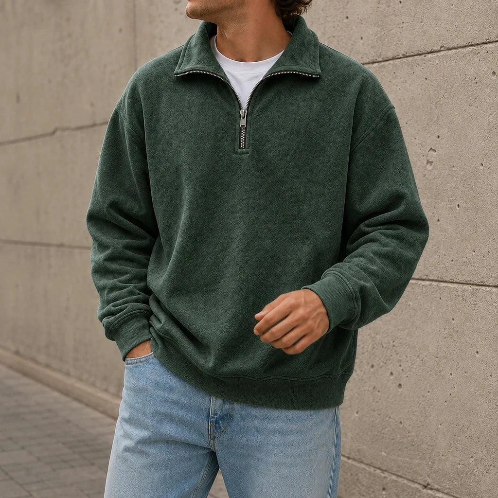 Men's Relaxed Fit Half-Zip Sweatshirt with Solid Design 6