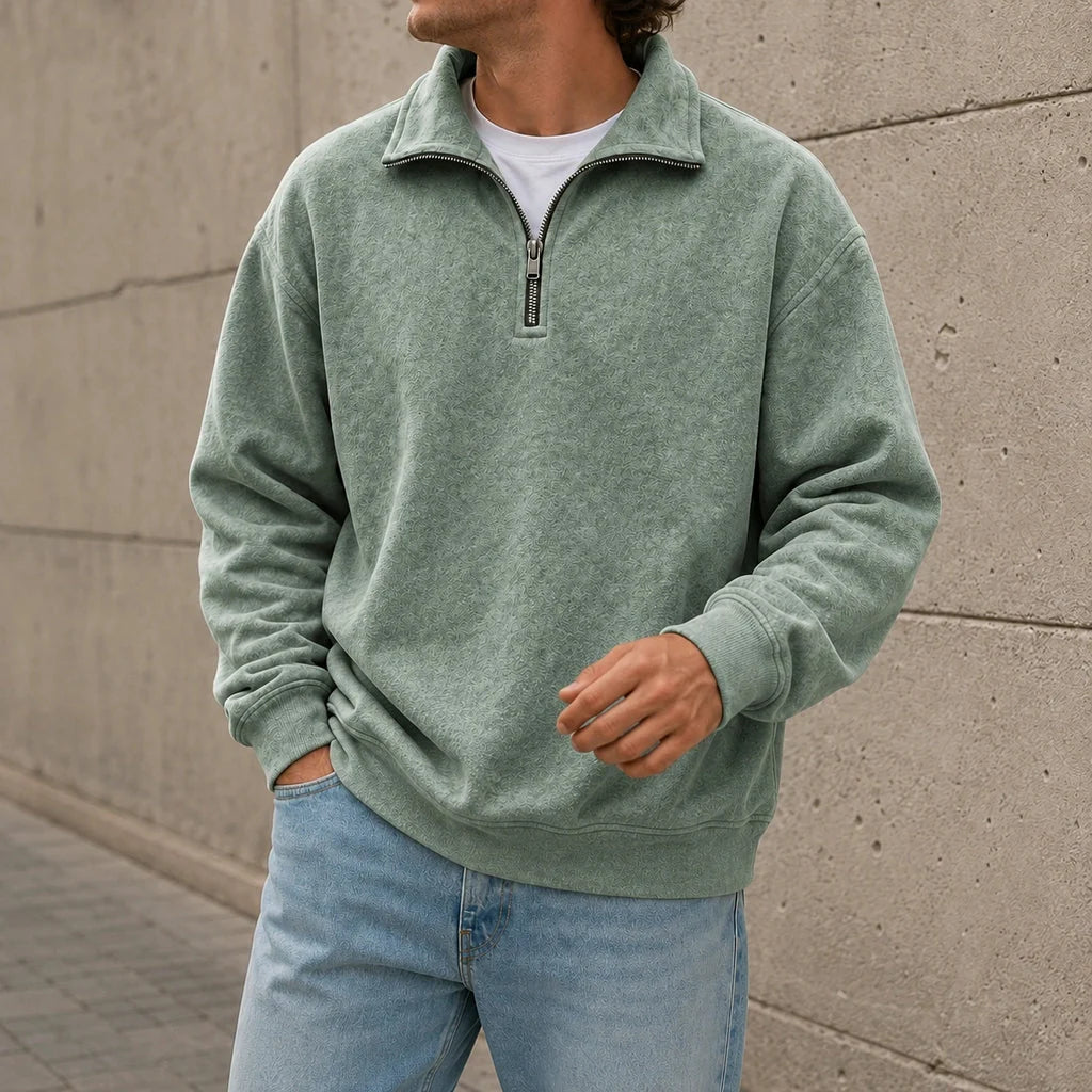Men's Relaxed Fit Half-Zip Sweatshirt with Solid Design 9