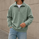 Men's Relaxed Fit Half-Zip Sweatshirt with Solid Design 9