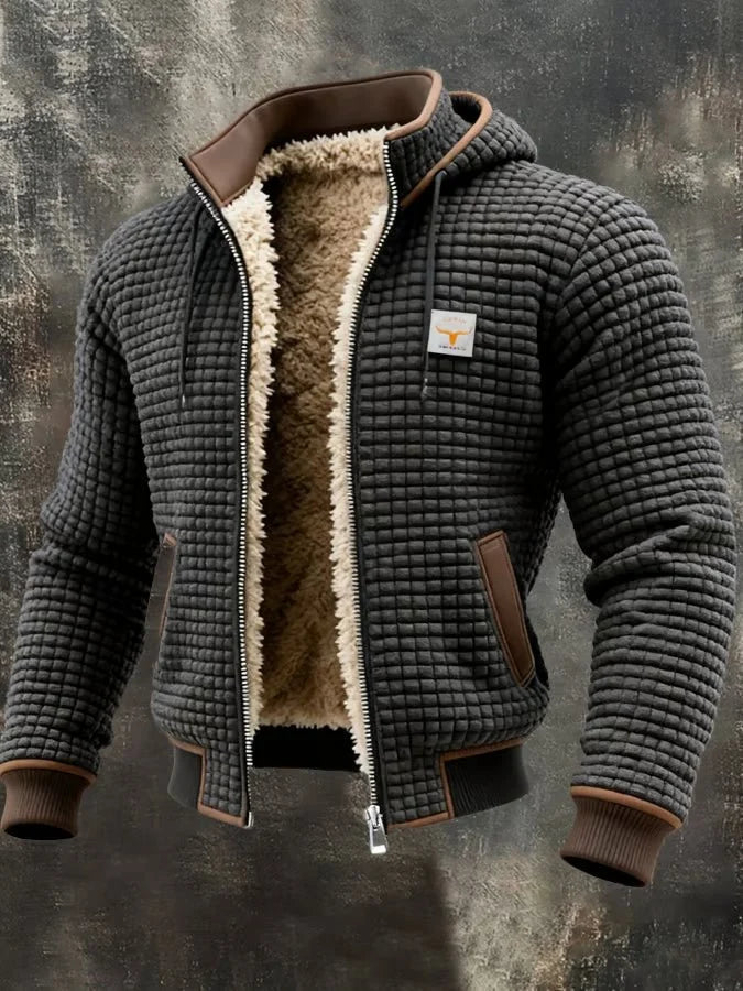 Men's Retro Outdoor Jacket with Sherpa Lining and Hood 1