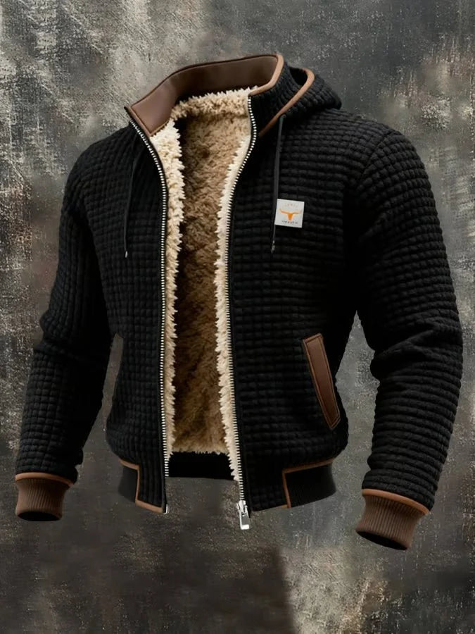 Men's Retro Outdoor Jacket with Sherpa Lining and Hood 3