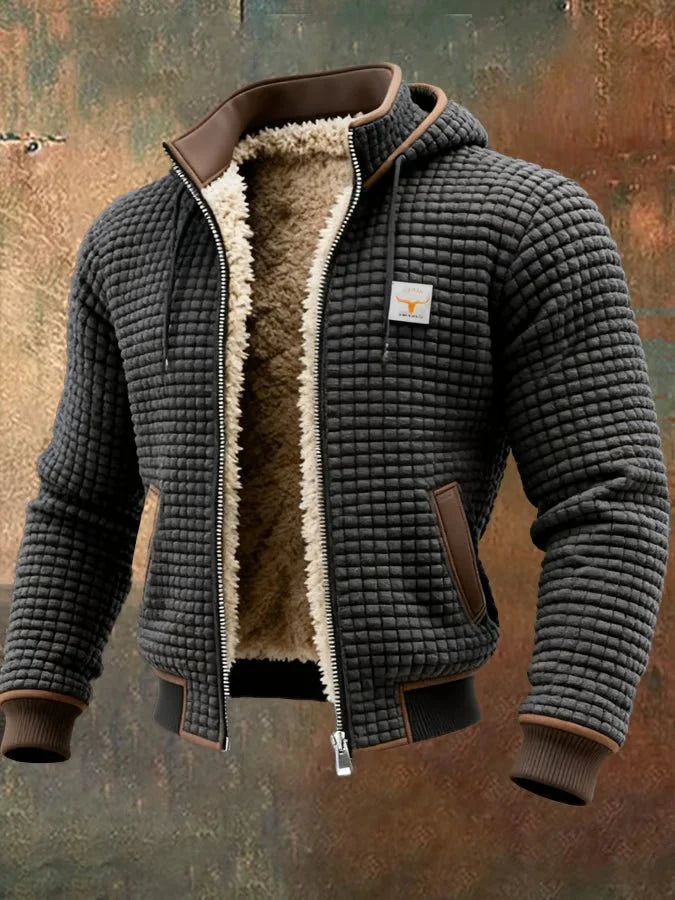 Men's Retro Outdoor Jacket with Sherpa Lining and Hood 5