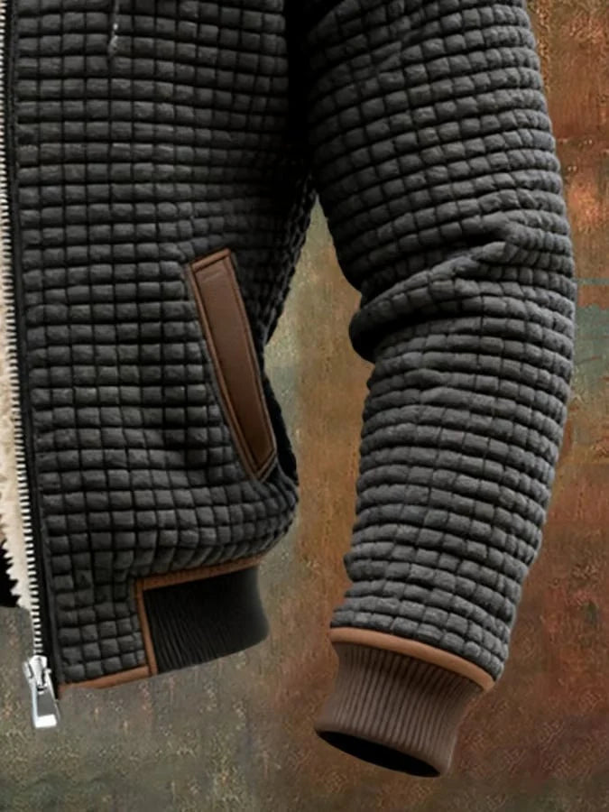 Men's Retro Outdoor Jacket with Sherpa Lining and Hood 6