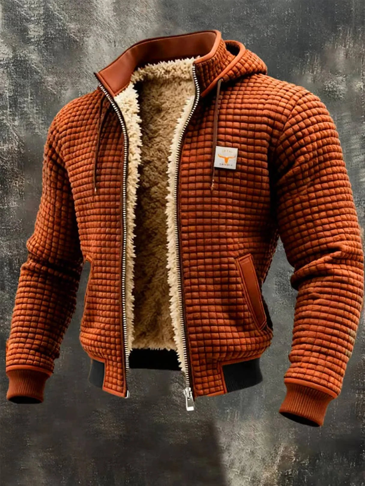 Men's Retro Outdoor Jacket with Sherpa Lining and Hood 7
