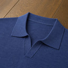 Men's Ribbed Knit Long-Sleeve Polo Sweater with V-Neck Placket 5