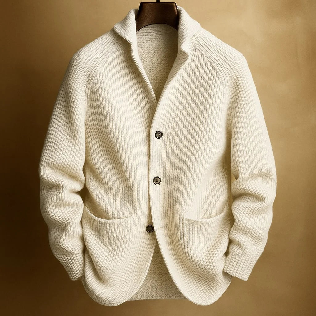 Men's Ribbed Wool Blend Shawl Collar Cardigan Vest with Front Pockets 2