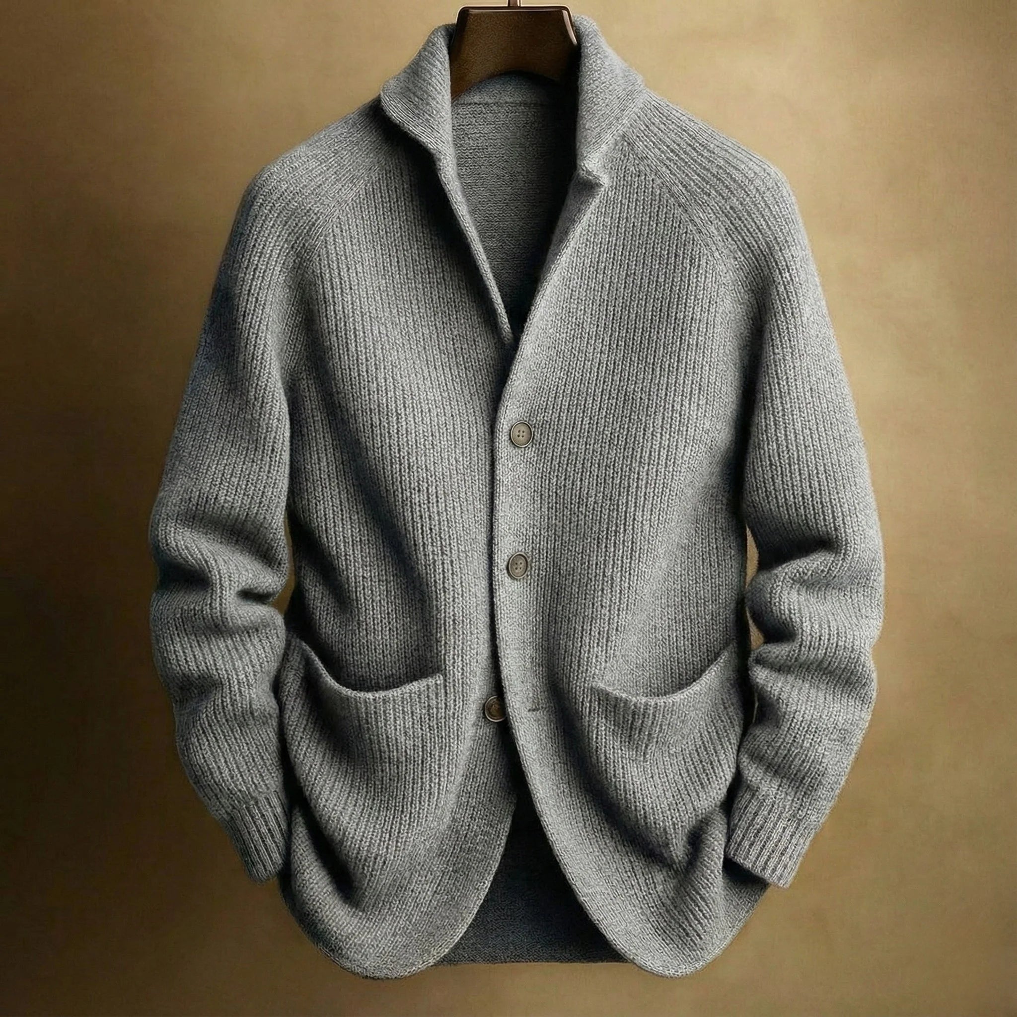 Men's Ribbed Wool Blend Shawl Collar Cardigan Vest with Front Pockets 4