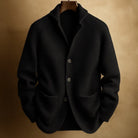 Men's Ribbed Wool Blend Shawl Collar Cardigan Vest with Front Pockets 6
