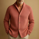 Men's Ribbed Wool Blend Shawl Collar Cardigan Vest with Front Pockets 7