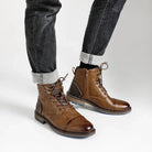 Men's Rugged Cowhide Leather Boots with Side Zipper Closure 5