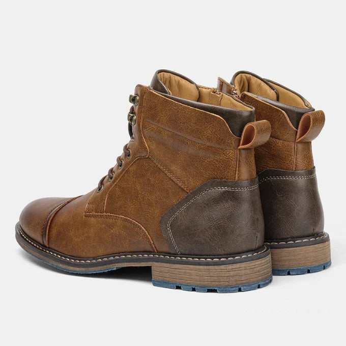 Men's Rugged Cowhide Leather Boots with Side Zipper Closure 6