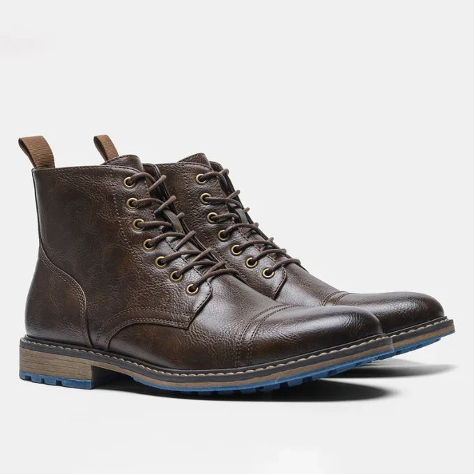 Men's Rugged Cowhide Leather Boots with Side Zipper Closure 8