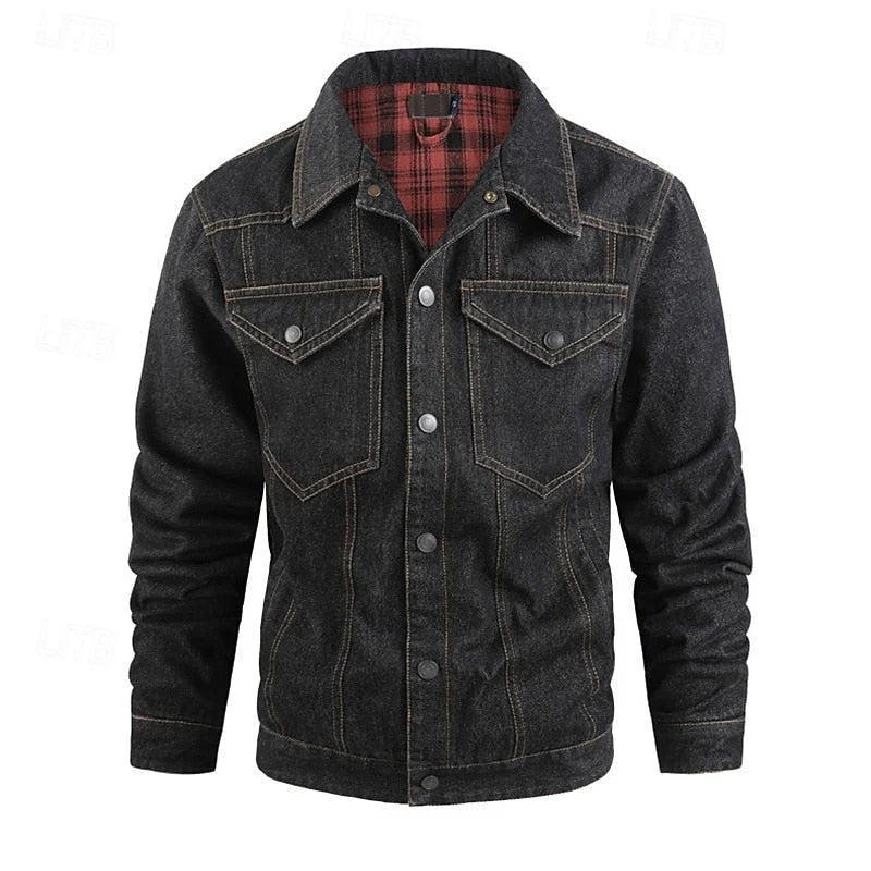 Men's Rugged Everyday Snap-Button Jacket with Soft Checked Lining 0