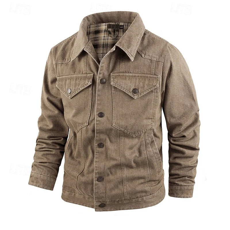 Men's Rugged Everyday Snap-Button Jacket with Soft Checked Lining 2