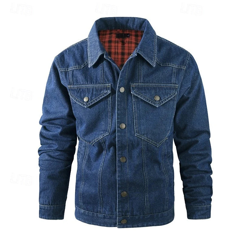 Men's Rugged Everyday Snap-Button Jacket with Soft Checked Lining 5