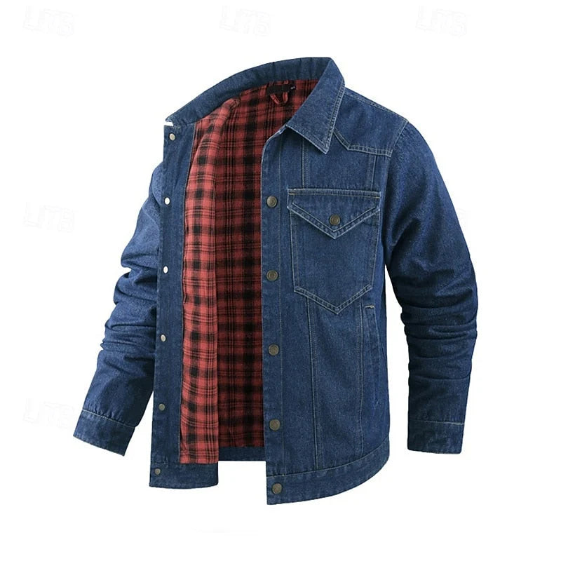 Men's Rugged Everyday Snap-Button Jacket with Soft Checked Lining 7