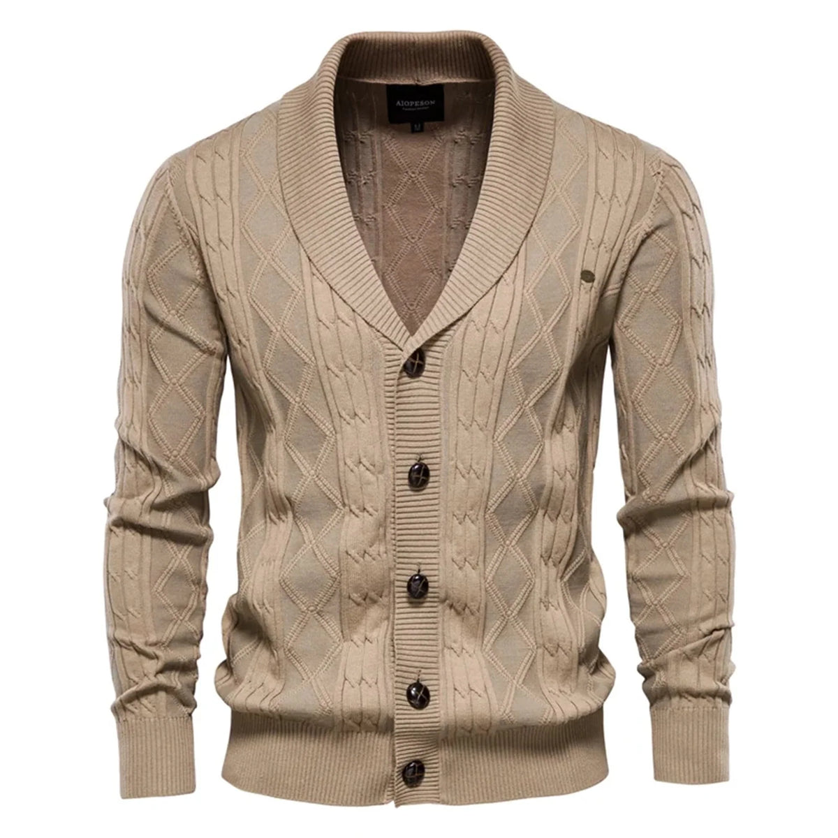 Men's Shawl Collar Button-Front Cardigan in Textured Knit 0