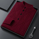 Men's Shawl Collar Knit Sweater with Ribbed Cuffs 0