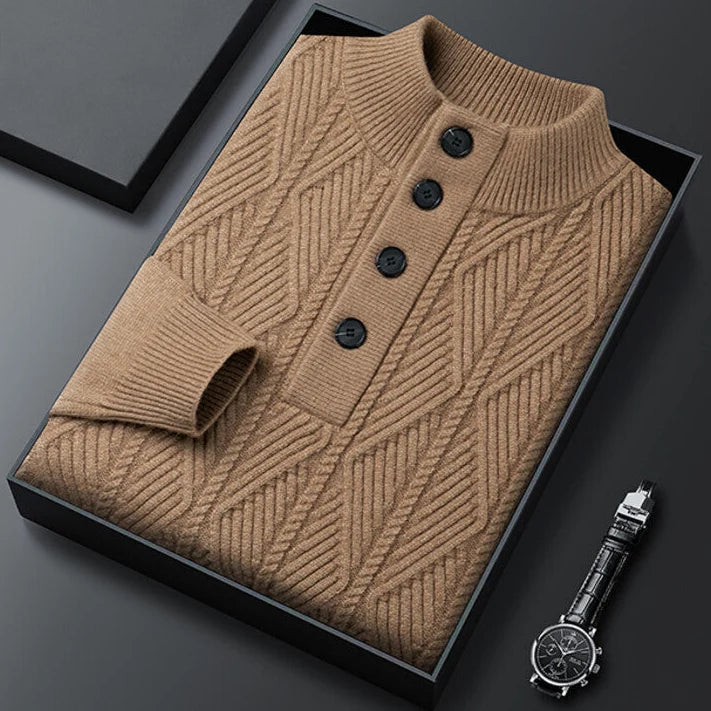 Men's Shawl Collar Knit Sweater with Ribbed Cuffs 13