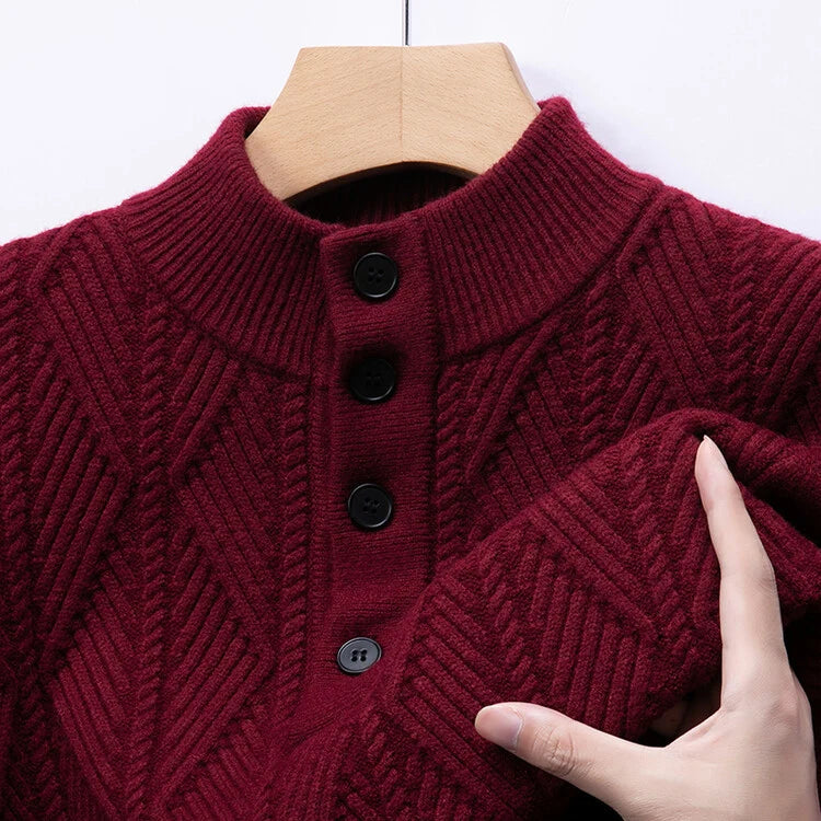Men's Shawl Collar Knit Sweater with Ribbed Cuffs 2