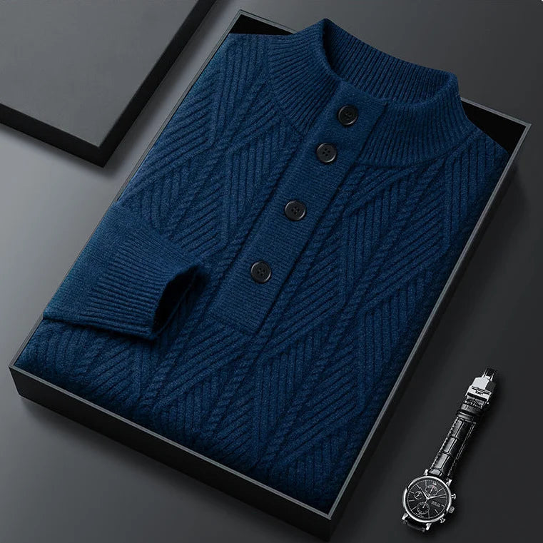 Men's Shawl Collar Knit Sweater with Ribbed Cuffs 4