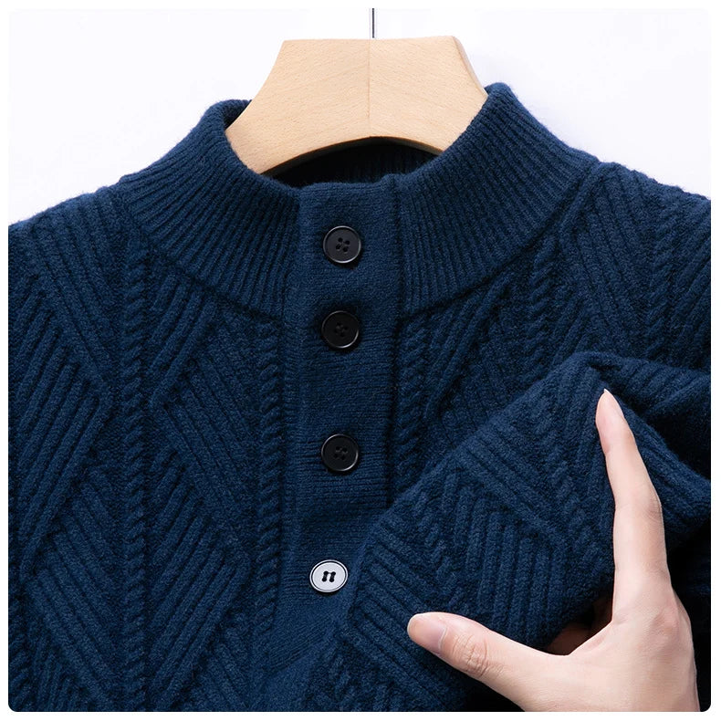 Men's Shawl Collar Knit Sweater with Ribbed Cuffs 5