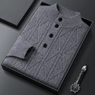 Men's Shawl Collar Knit Sweater with Ribbed Cuffs 9