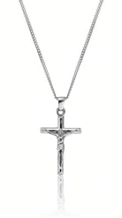 Men's Silver Cross Necklace with Premium Stainless Steel Chain 0