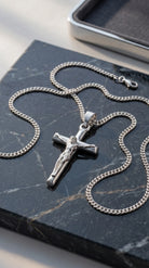 Men's Silver Cross Necklace with Premium Stainless Steel Chain 3