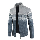 Men's Slim-Fit Stand Collar Zip Cardigan with Winter Pattern 2